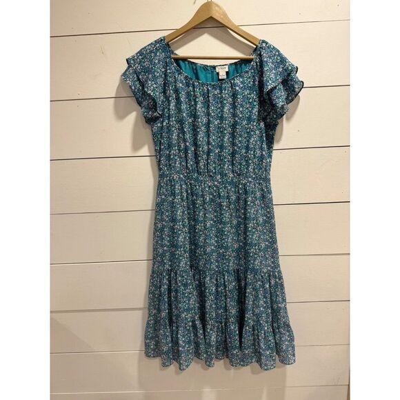 J. Crew Tiered Ruffle Midi Dress Floral Sz 6 - Picture 1 of 9